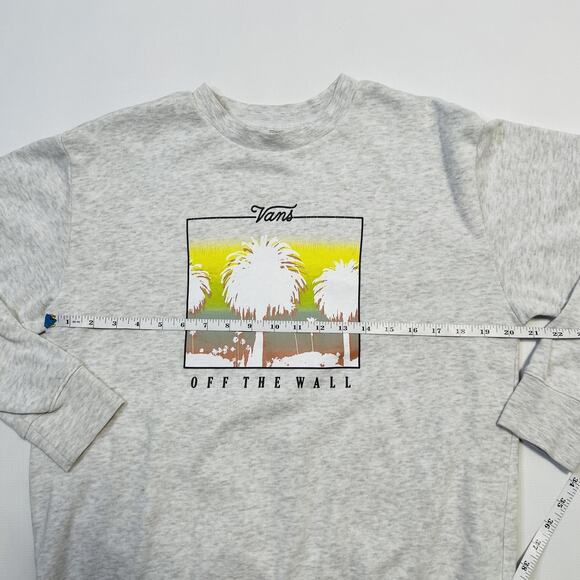 Vans Sweatshirt Mens Medium Gray Off The Wall Palm Trees Crewneck Pullover Skate - Picture 8 of 9